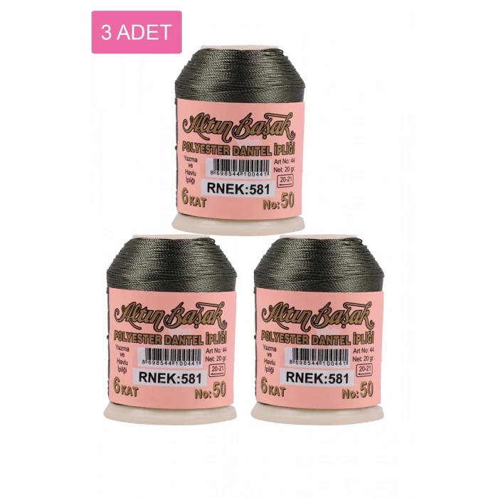 3 Adet Altınbaşak Oya ve Dantel İpi 20 gr - Biçomi - No: 581