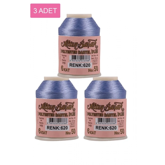 3 Adet Altınbaşak Oya ve Dantel İpi 20 gr - Biçomi - No: 620