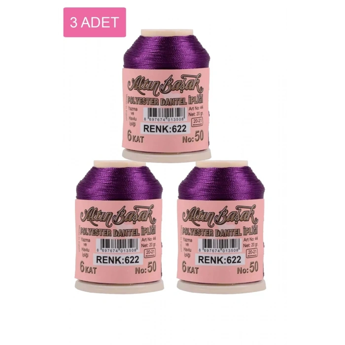 3 Adet Altınbaşak Oya ve Dantel İpi 20 gr - Biçomi - No: 622