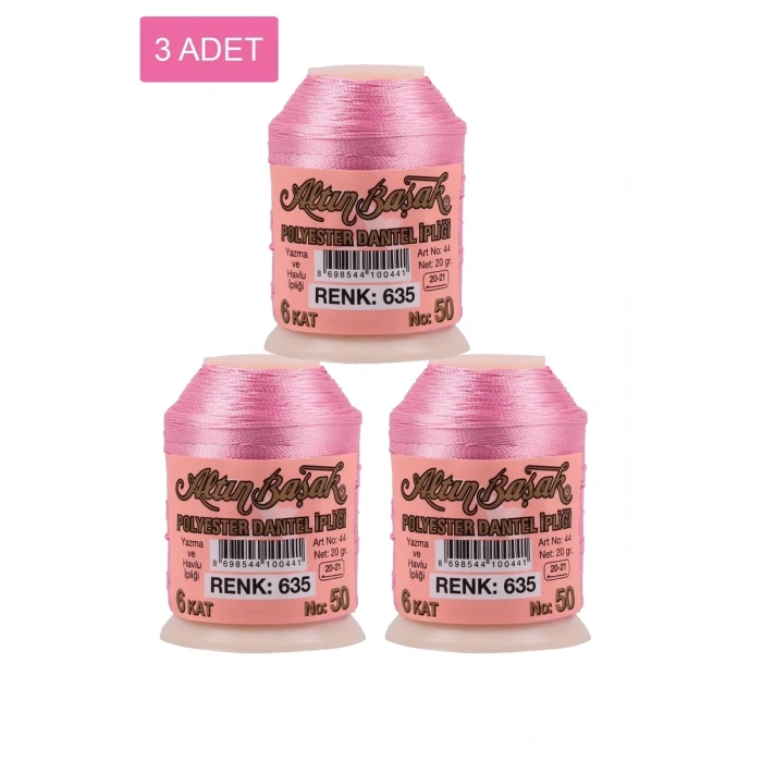 3 Adet Altınbaşak Oya ve Dantel İpi 20 gr - Biçomi - No: 635