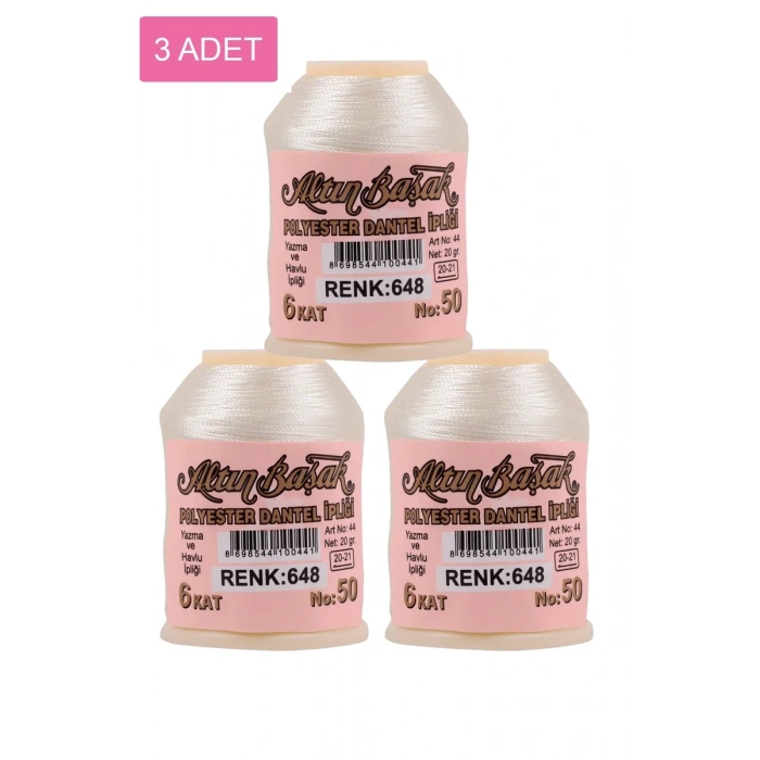 3 Adet Altınbaşak Oya ve Dantel İpi 20 gr - Biçomi - No: 648