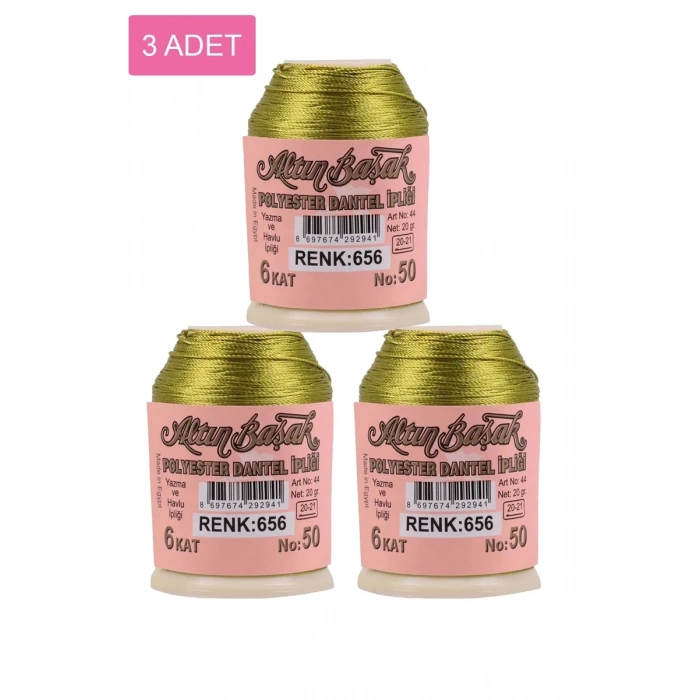 3 Adet Altınbaşak Oya ve Dantel İpi 20 gr - Biçomi - No: 656