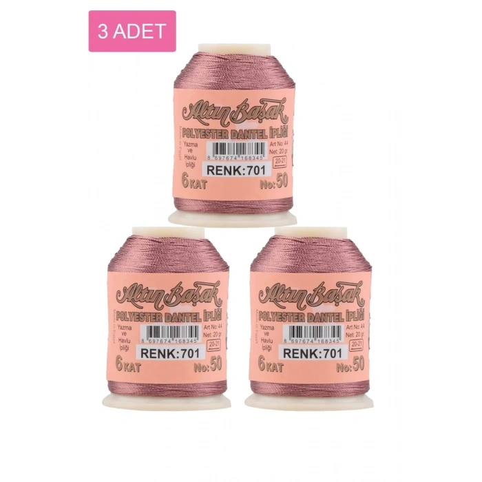 3 Adet Altınbaşak Oya ve Dantel İpi 20 gr - Biçomi - No: 701