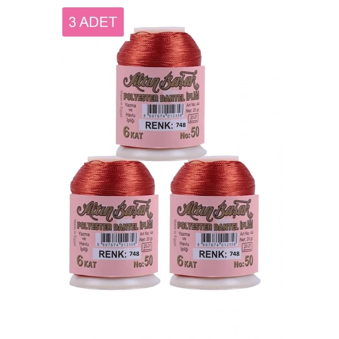 3 Adet Altınbaşak Oya ve Dantel İpi 20 gr - Biçomi - No: 748