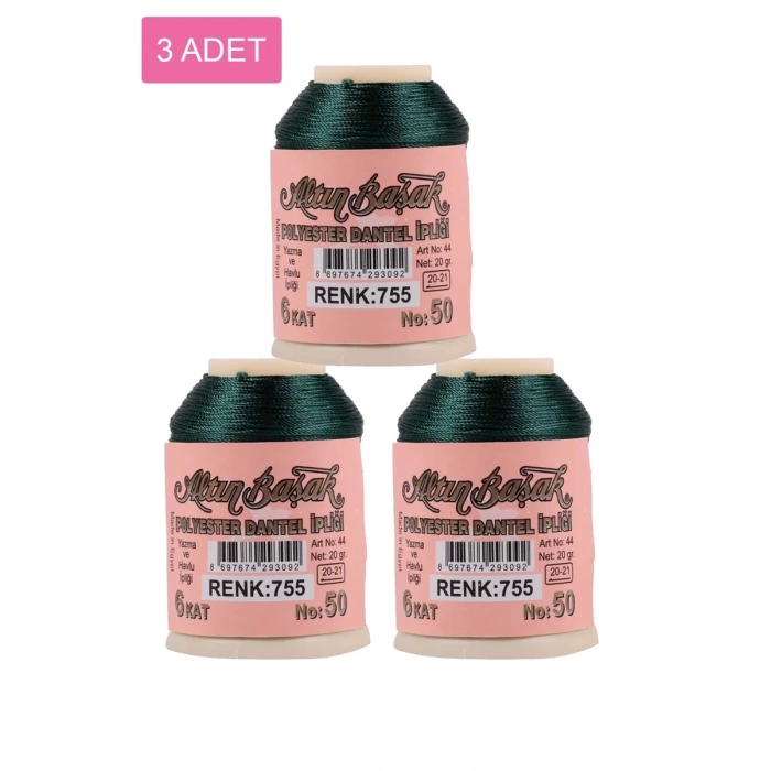 3 Adet Altınbaşak Oya ve Dantel İpi 20 gr - Biçomi - No: 755