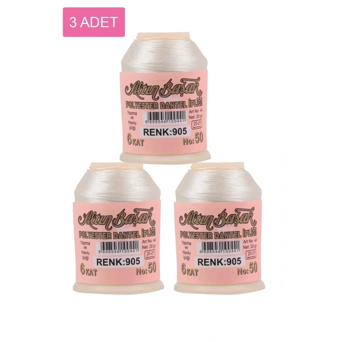 3 Adet Altınbaşak Oya ve Dantel İpi 20 gr - Biçomi - No: 905