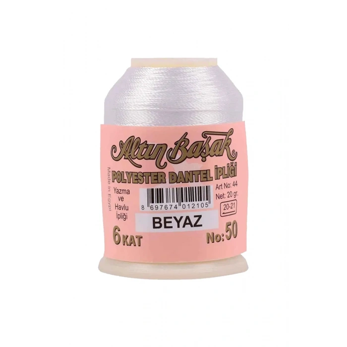 3 Adet Altınbaşak Oya ve Dantel İpi 20 gr - Biçomi - No: BEYAZ