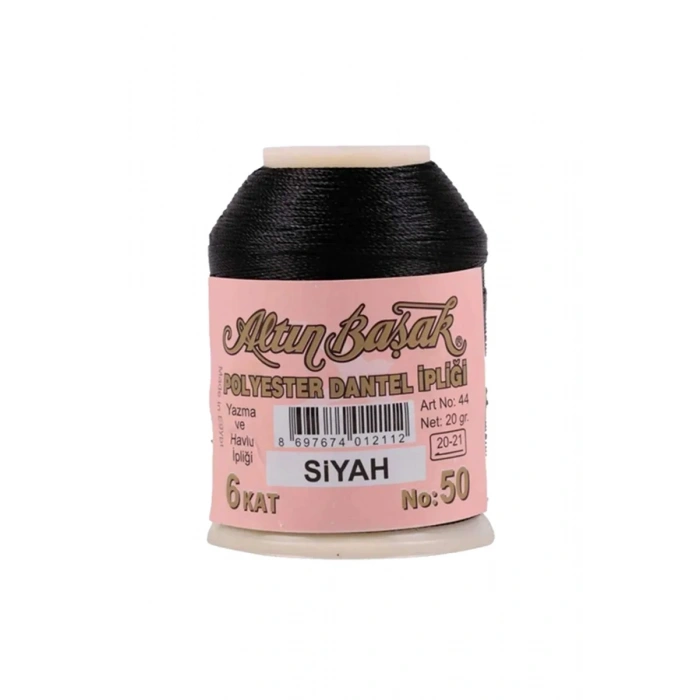 3 Adet Altınbaşak Oya ve Dantel İpi 20 gr - Biçomi - No: SİYAH