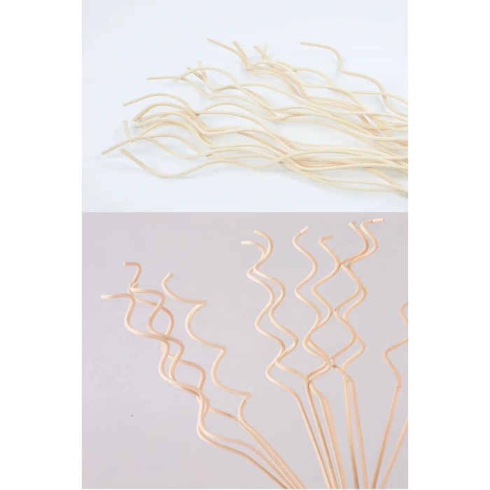 3 Adet Dalgalı Model Aromaterapi Dağıtıcı Rattan Sopa- Ev Dekor Şişe - Koku Yağı Ahşap Difüzör Çubuk