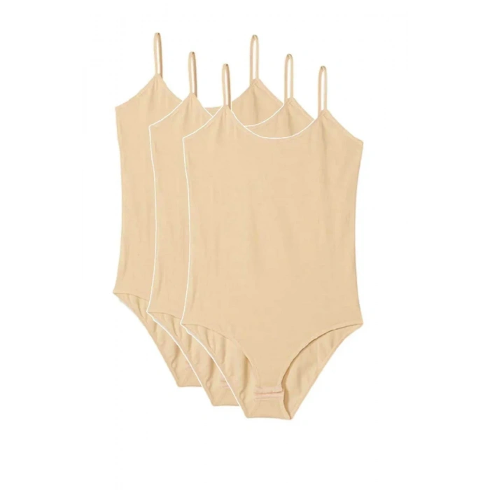 3 Adet İp Askılı Kadın Çıtçıtlı Body Ten