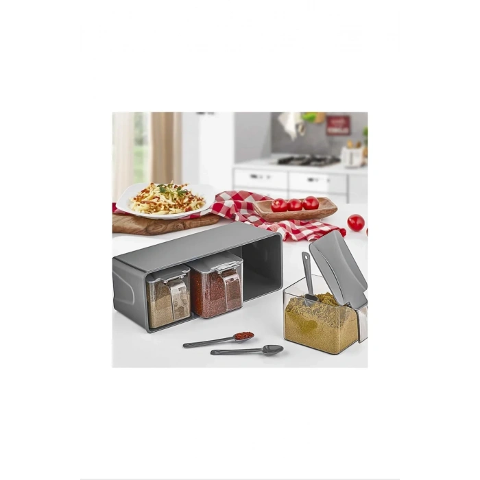 3 Lü Baharatlık Set Duvar Askılı Biçomi-L677