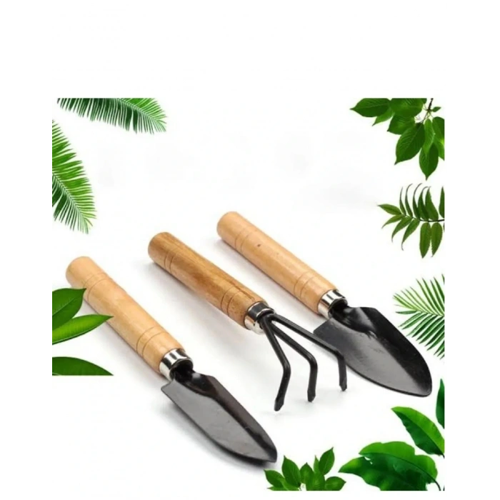 3 Parça Bitki Hobi Seti - Bahçe Saksı Sukulent  Bakım Çapa-tırmık-kürek