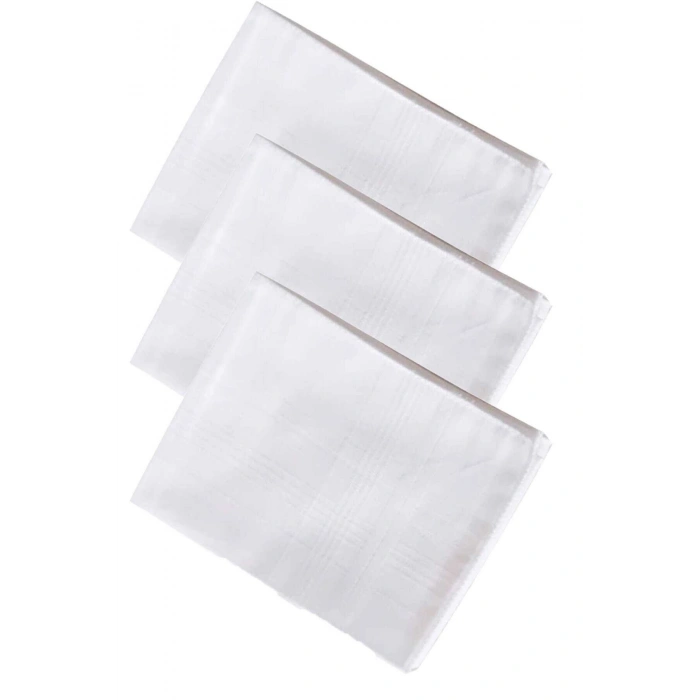 3’lü Özel Paket Premium Erkek Mendil Seti  %100 Pamuk 42x42 cm Beyaz
