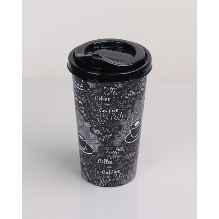 4 Adet Kahve Bardağı Kapaklı Desenli 650ml