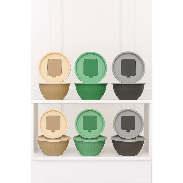 4 Parça Rendeli Karıştırma ve Saklama Kabı 2,5 Litre