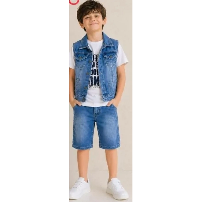 5/12 Yaş Kot(denim) Kumaş Tişörtlü Çocuk Takımı