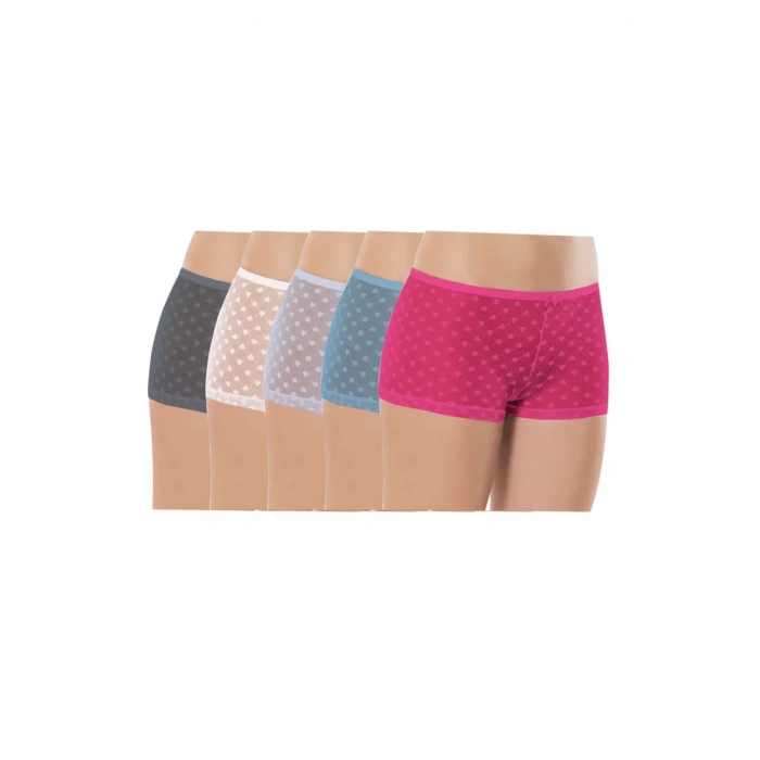 5 Adet Kadın Komple Tül Dantel Boxer Külot