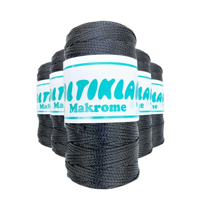 5 Adet Polyester Makrome İpi 68 Füme Gri 100 gr