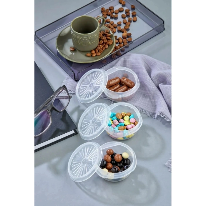 6 Lı Yelpaze Kapaklı Şeffaf Mini Sosluk- Ketçap Mayonez Kabı- Kahve Yanı Şeker Lokumluk