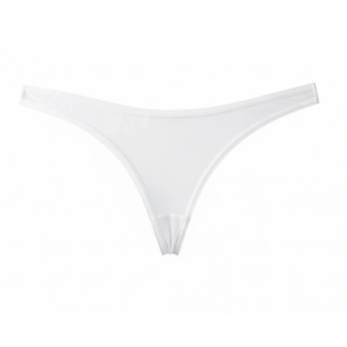 Bicomi Beyaz Nakış Desenli Taşlı Fantezi Tanga String