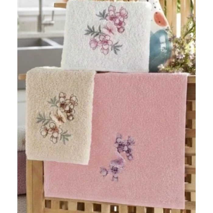 3lü Lüks %100 Pamuklu Mutfak Havlusu Seti 3D Kelebek Aplikeli 30x50 Cm
