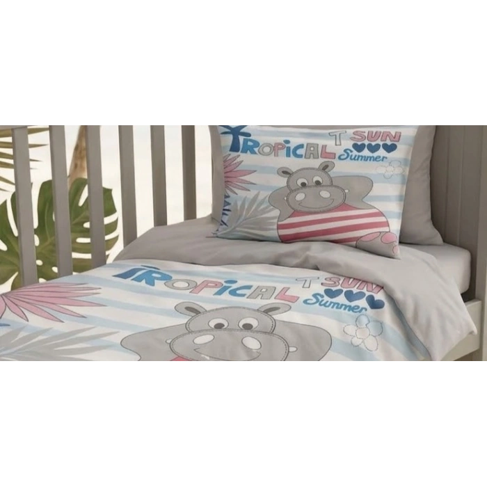 Terleme Karşıtı %100 Pamuklu Tropical Summer Yenidoğan Erkek Bebek Nevresim Takımı
