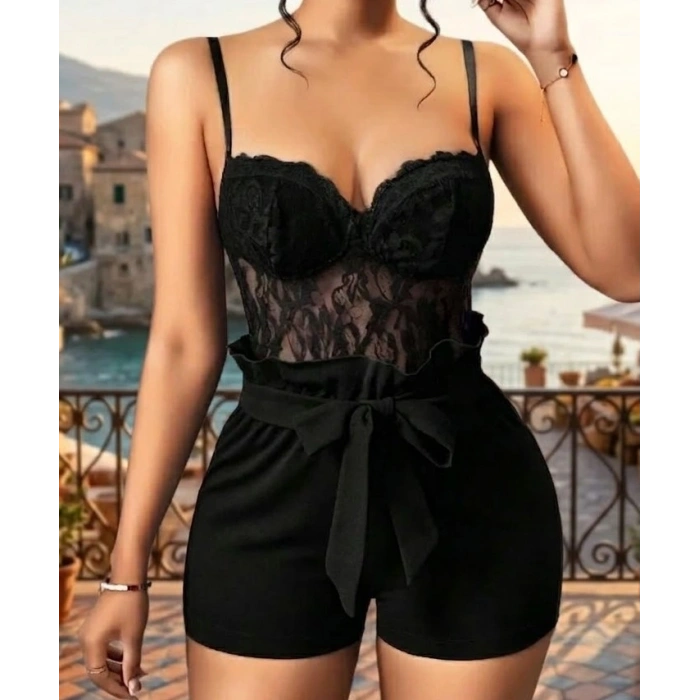 Bicomi Zarif Silüet: Bel Vurgulu Esnek Dantel Fantezi Elbise