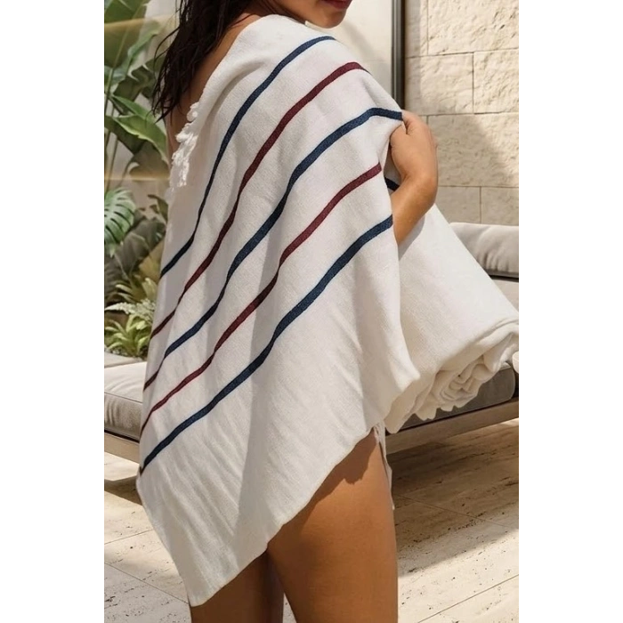 Hızlı Kuruyan, Hafif Tasarımlı Waves %100 Pamuklu Plaj Peştemali (70x150 cm)