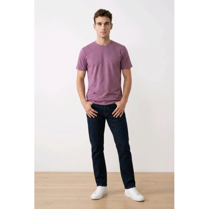 Biçomi Erkek Premium Melanj Slim Fit Pamuklu Tişört – Nefes Alan Esnek Doku