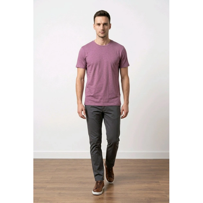Biçomi Erkek Premium Melanj Slim Fit Pamuklu Tişört – Nefes Alan Esnek Doku