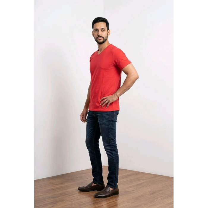 BİÇOMİ Premium Comfort Modern Fit V-Yaka Tişört