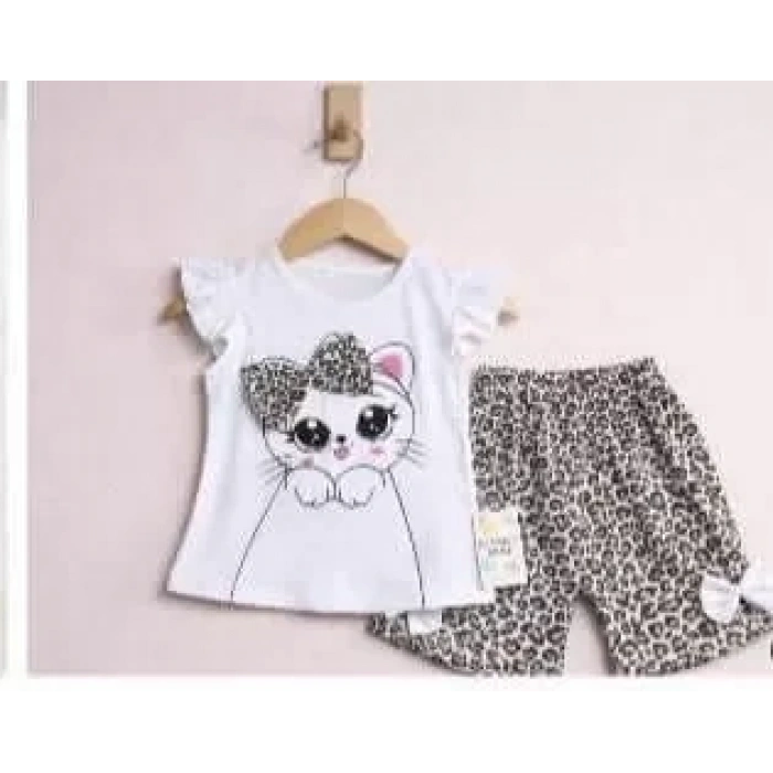 9/24 Ay Leopar Kedi Baskılı Bebek Takımı
