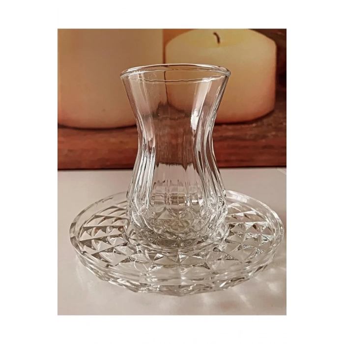 Alin Adela 6lı Cam Çay Tabağı Çay Tabak Altlığı Biçomi-RYG8030