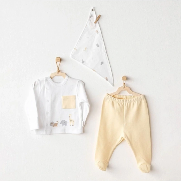 Andywawa Ac25807 Side Snap Set Little King 3lü Zıbın Set Yellow