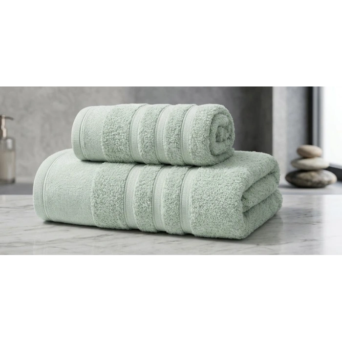 Ayla %100 Pamuklu 2 Parça Ultra Emici Konfor Banyo Havlu Seti (Yeşil)
