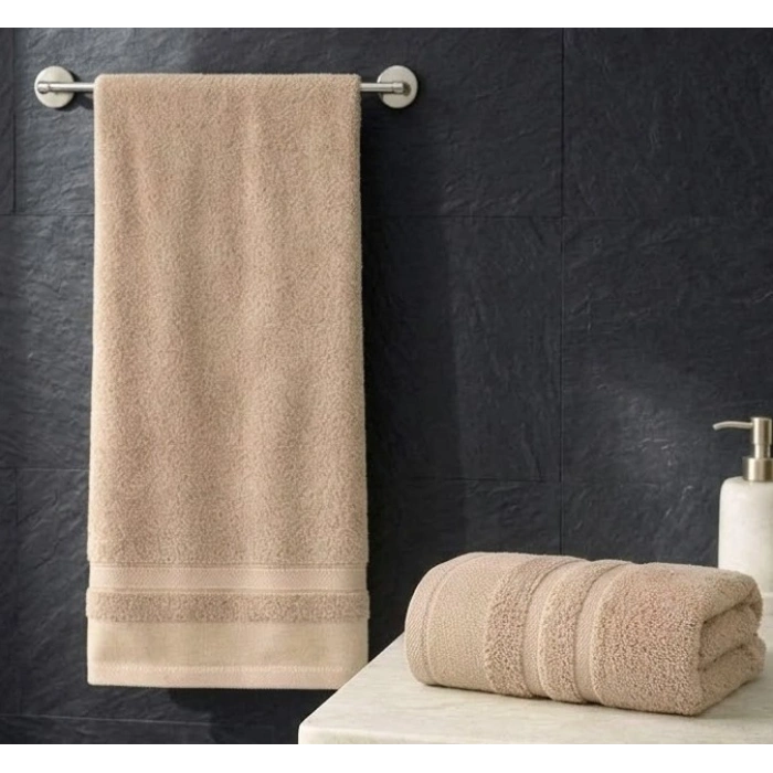 Ayla Bej Ultra Emici Doğal Pamuklu 2li Banyo Havlu Seti