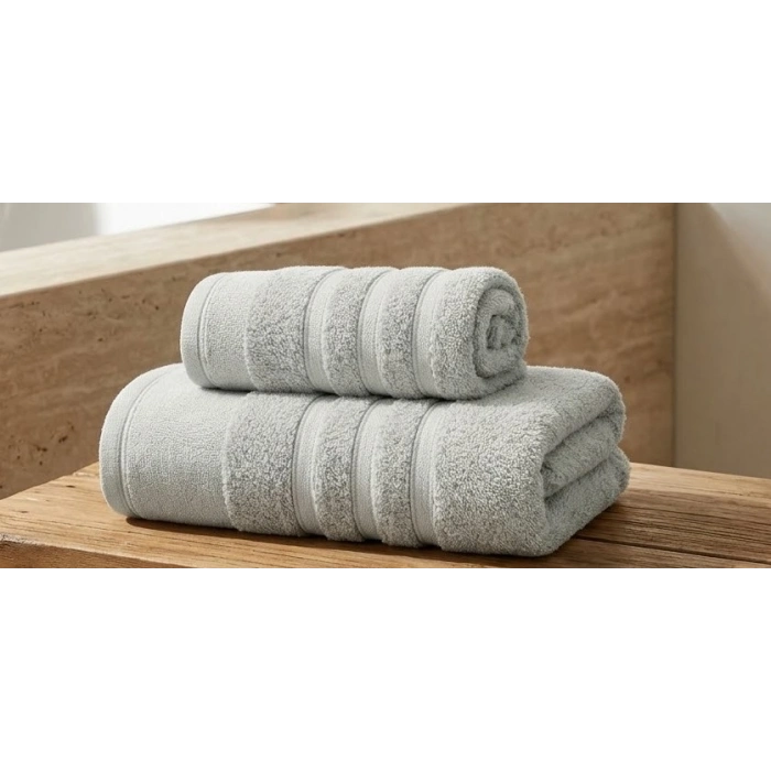 Ayla Çift Kat Emici & Yumuşak Doku Cilt Dostu 2li Banyo Havlu Seti - Gri
