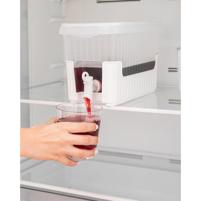 Beyaz Buzdolabı İçi Musluklu Ayaklı Su -limonata - İçecek Sebili Piknik Bidonu 4 Lt