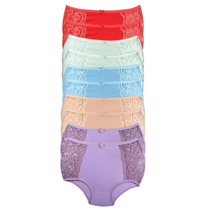 biçomi 10 Adet Kenar Dantelli Toparlayıcı Yüksek Bel Bato Külot