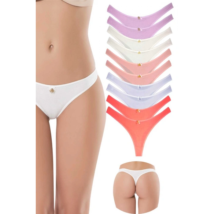 biçomi 10 Adet Pamuklu Kadın Klasik Tanga Soft Renkler