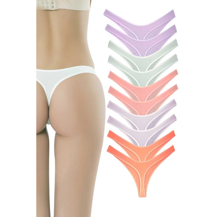 biçomi 10 Adet Pamuklu Kadın Klasik Tanga Soft Renkler