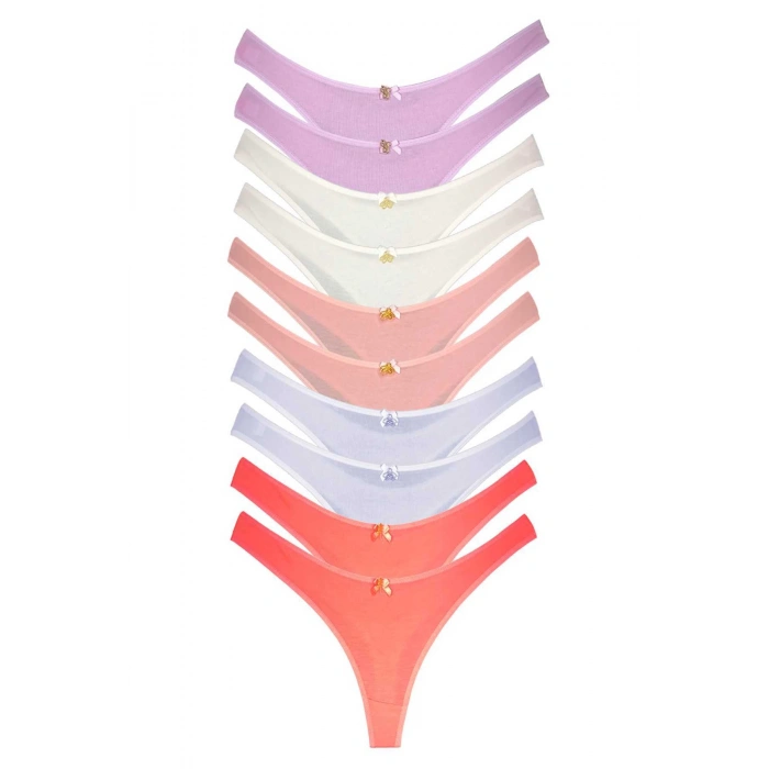 biçomi 10 Adet Pamuklu Kadın Klasik Tanga Soft Renkler