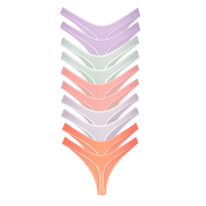 biçomi 10 Adet Pamuklu Kadın Klasik Tanga Soft Renkler