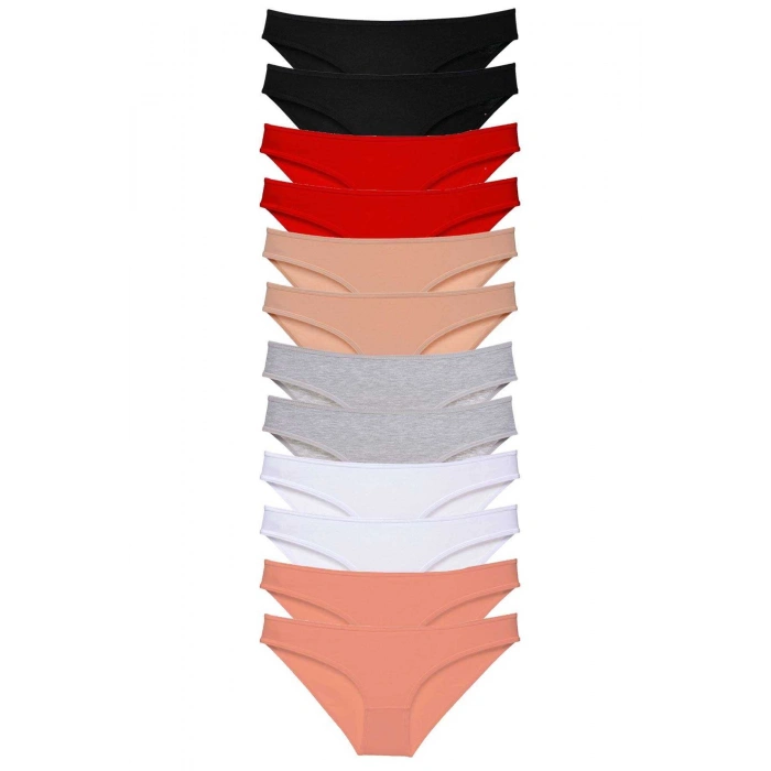 biçomi 12 adet Süper Eko Set Likralı Kadın Slip Külot Set 1