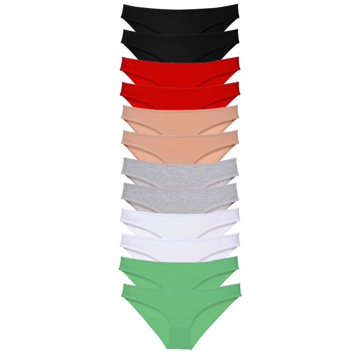 biçomi 12 adet Süper Eko Set Likralı Kadın Slip Külot Set 2