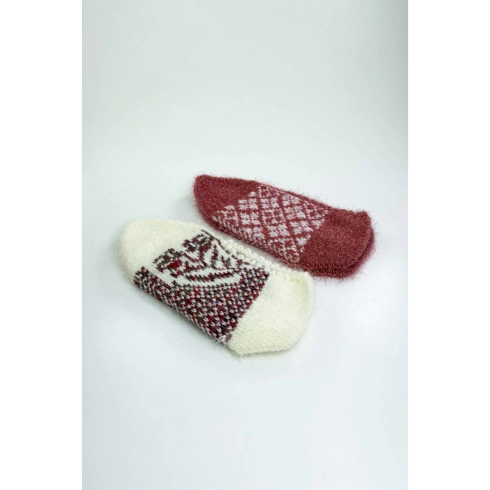 biçomi 2 Çift El Örgüsü Kışlık Şık Kadın Yün Patik Set 2