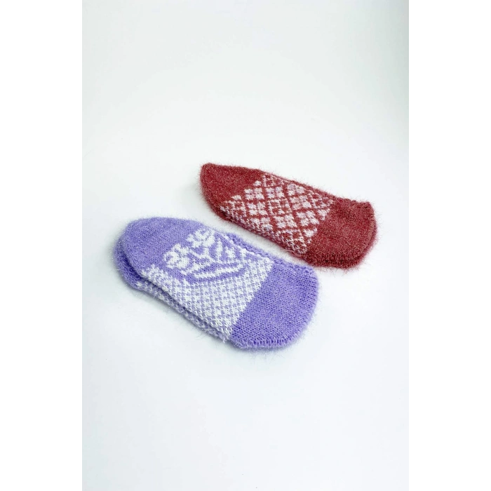 biçomi 2 Çift El Örgüsü Kışlık Şık Kadın Yün Patik Set 3