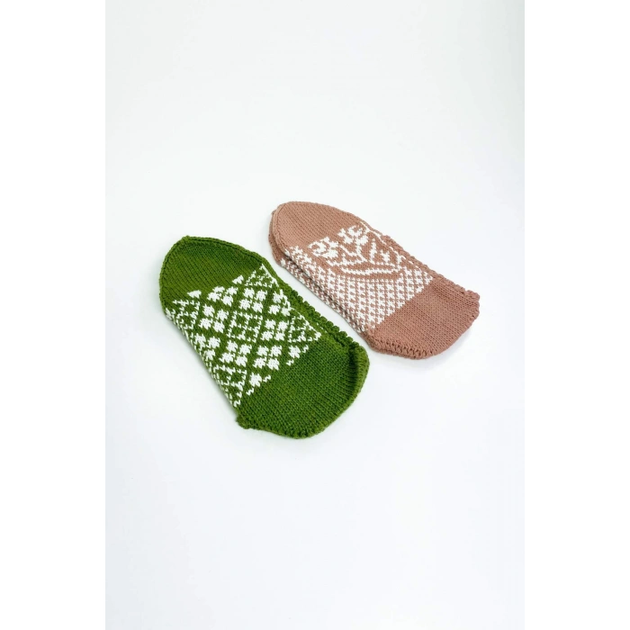 biçomi 2 Çift El Örgüsü Kışlık Şık Kadın Yün Patik Set 9