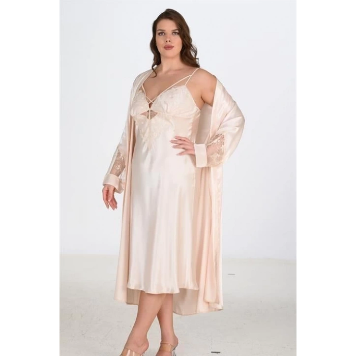 Bicomi 2li Fildişi Sabahlık Takımı Bigsize 6222