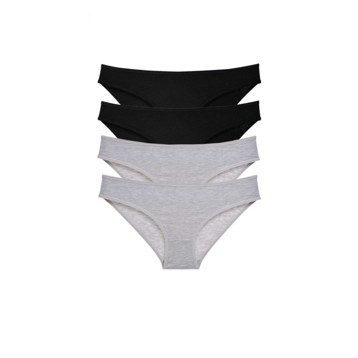 biçomi 4 adet Süper Eko Set Likralı Kadın Slip Külot Siyah Gri